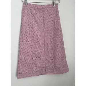 Rachel Parcell Women’s Front Button Eyelet Skirt XS  Pink Excellent